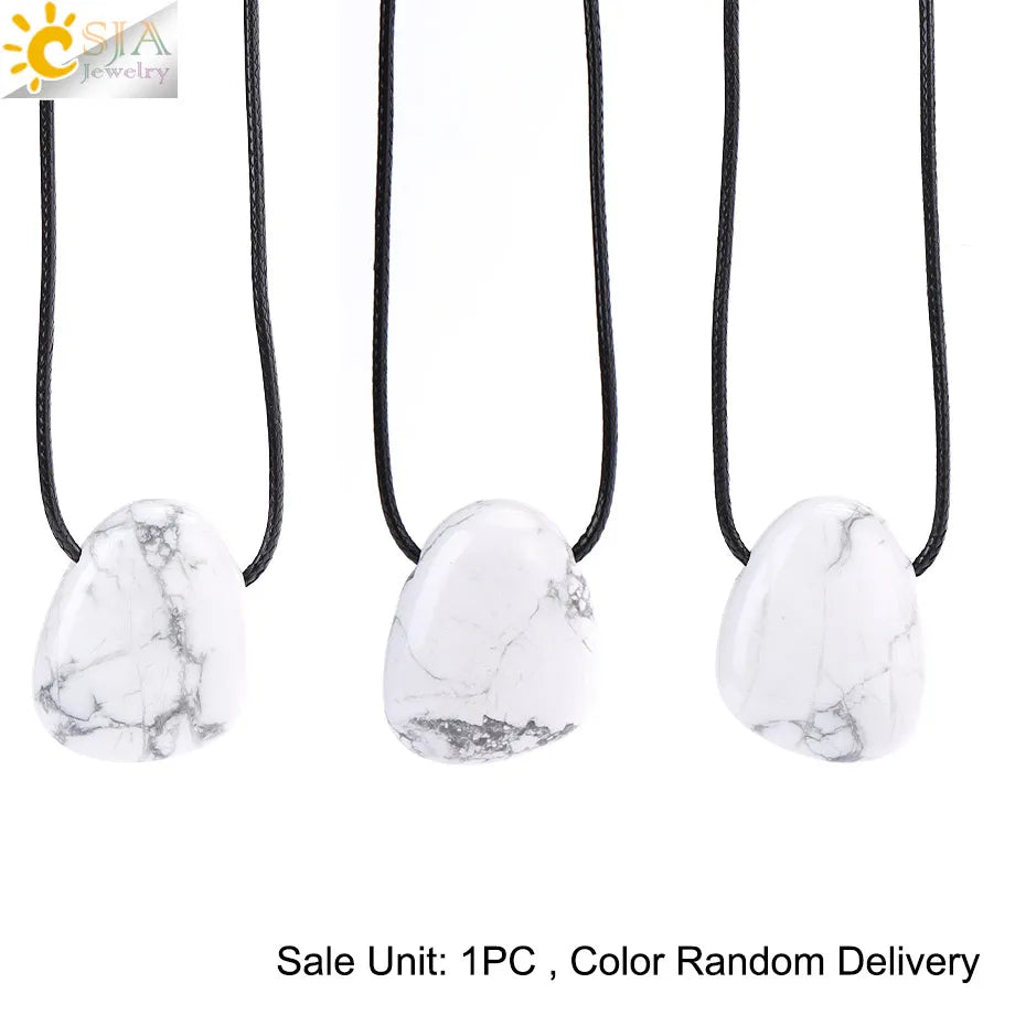 CSJA Naturstein Nugget Anhänger Halskette für Mann Heilung Kristall Amethysten Tigerauge Rhodonit Rosenquarz Charms Schmuck H551