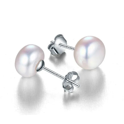 Heng sheng echte Süßwasser weiße Perle Ohrringe Modeschmuck Silber Ohr stecker für Frauen Super Deal mit Geschenk box