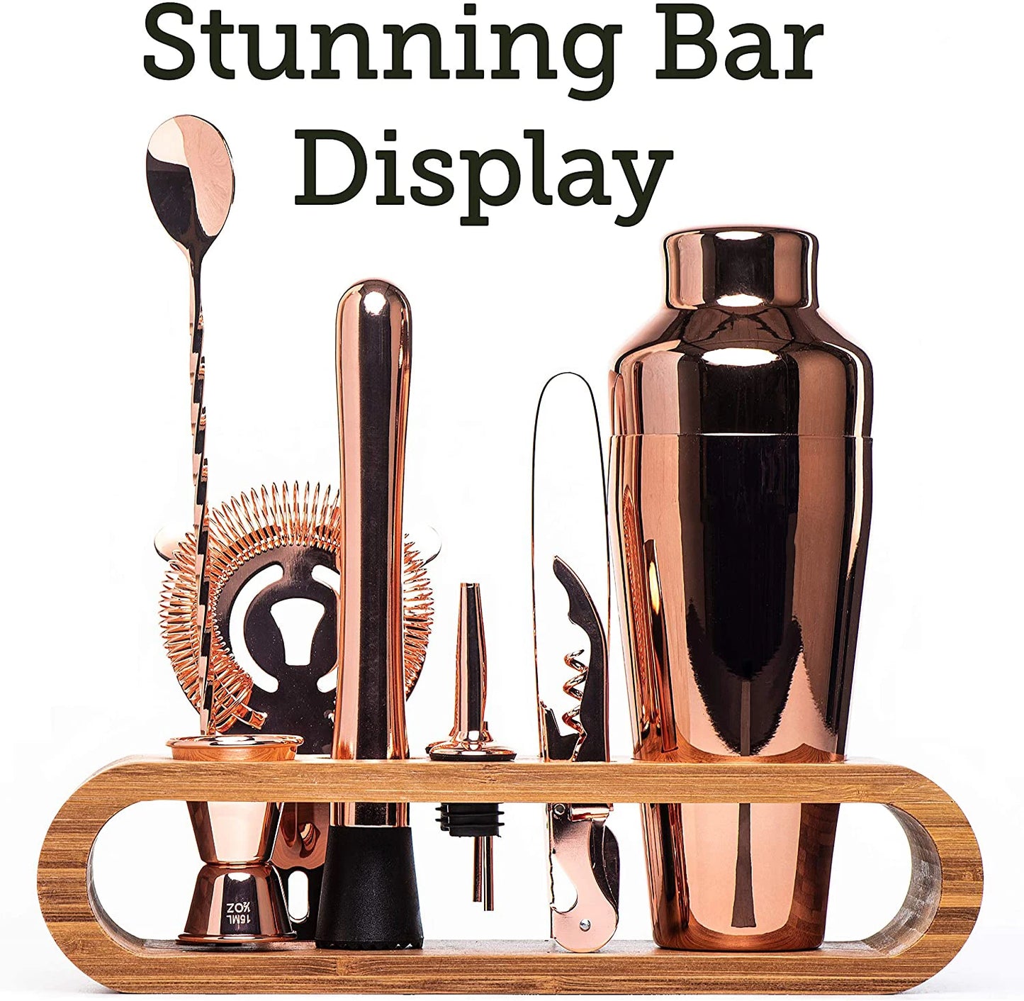 Cocktail Bar set Mixology Bartender Kit: 10-Stück Bar Werkzeug Set mit Stilvolle Bambus Stehen