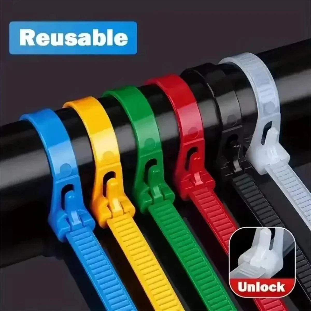 5/1000 Stück Langlebige Wiederverwendbare Kunststoff-Kabelbinder Nylon-Kabelbinder Verstellbare Schlaufenbinder Recycelbare Organizer-Binder Abnehmbar