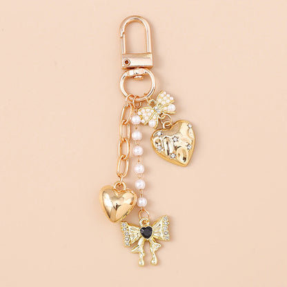 Aihua süße Y2K Metall Perle Liebe Herz Schleife Schlüsselanhänger für Frauen Mädchen Handtasche Anhänger DIY Schlüsselanhänger handgemachte Schmuck Geschenke