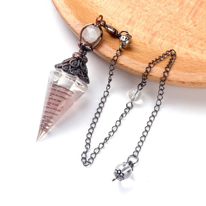 Naturstein Kristall Pendel Halsketten Sechseckiger Kegel Zerkleinerter Stein Amethyste Rosenquarz Chakra Anhänger Schmuck Zubehör