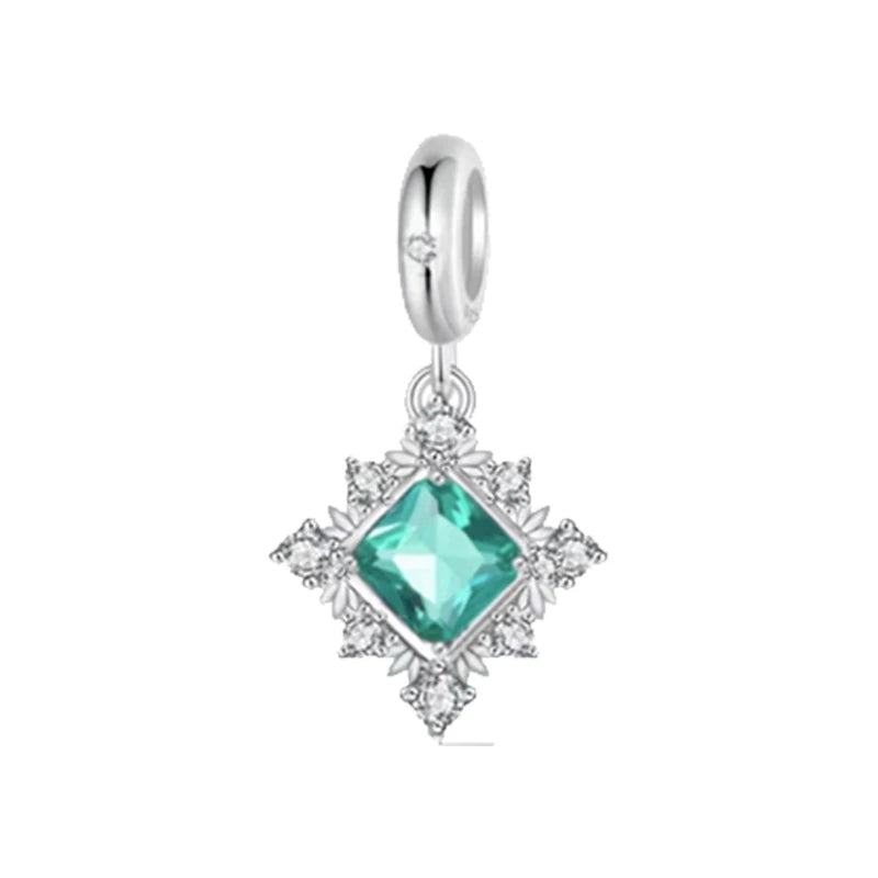 Anhänger aus 925er-Sterlingsilber, grüne Serie, Blumenbaum, Apfel-Anhänger, DIY, feine Perlen, passend für Original-Charms-Armbänder, Damenschmuck, Diy