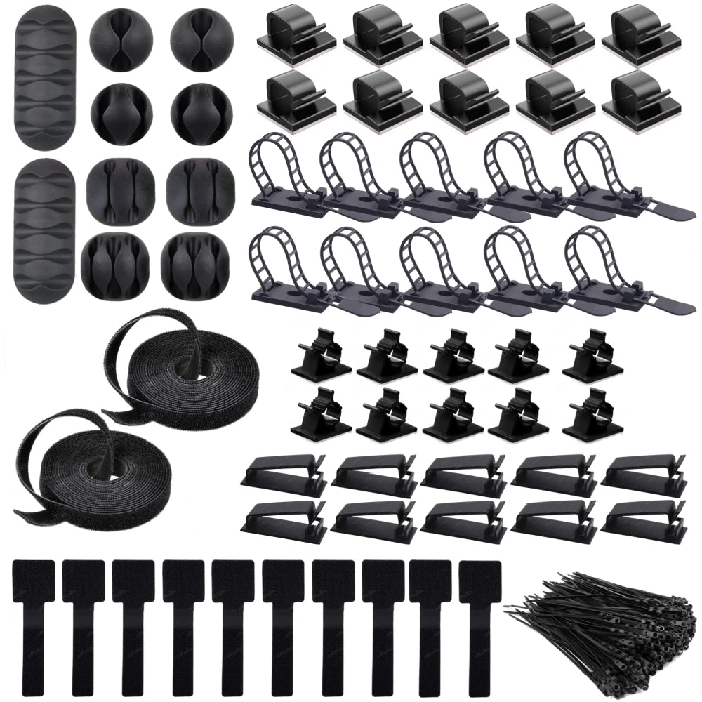 162-teiliges Set, Kabel-Organizer, Kabelwickler, flexible Kabelmanagement-Clips für Maus, Kopfhörer, TV, Büro, Heimelektronik