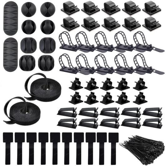 162-teiliges Set, Kabel-Organizer, Kabelwickler, flexible Kabelmanagement-Clips für Maus, Kopfhörer, TV, Büro, Heimelektronik