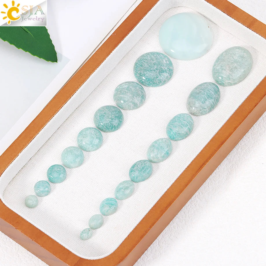 1pc Naturstein Perlen Amazonit Cabochon Oval Flache Lose Perlen für DIY Schmuck Machen Halskette Ring Anhänger Zufällige Farbe h755