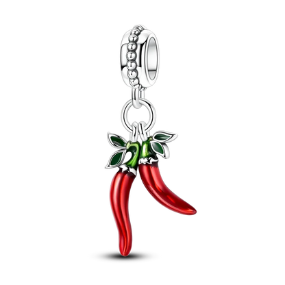 Herz- und Orgel-Charm, 925er-Sterlingsilber, roter Rosenschädel, baumelnder Anhänger, dunkle ästhetische Passform, Armreif, Halskette, DIY-Schmuck