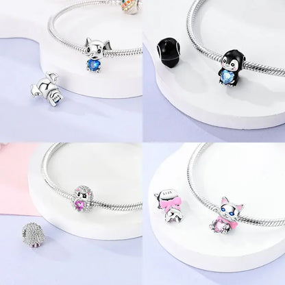 Exquisiter kleiner Affe aus 925er-Sterlingsilber, umarmender roter Herz-Anhänger, passend für Armbänder, Halsketten, Party-Paarung mit handgefertigten Geschenken