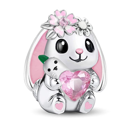 Charms aus 925er-Sterlingsilber mit Tierhantel, niedlicher rosa Hund, Perlen, passend für DIY-Armbänder, Armreifen, Geschenk von hochwertigem Schmuck