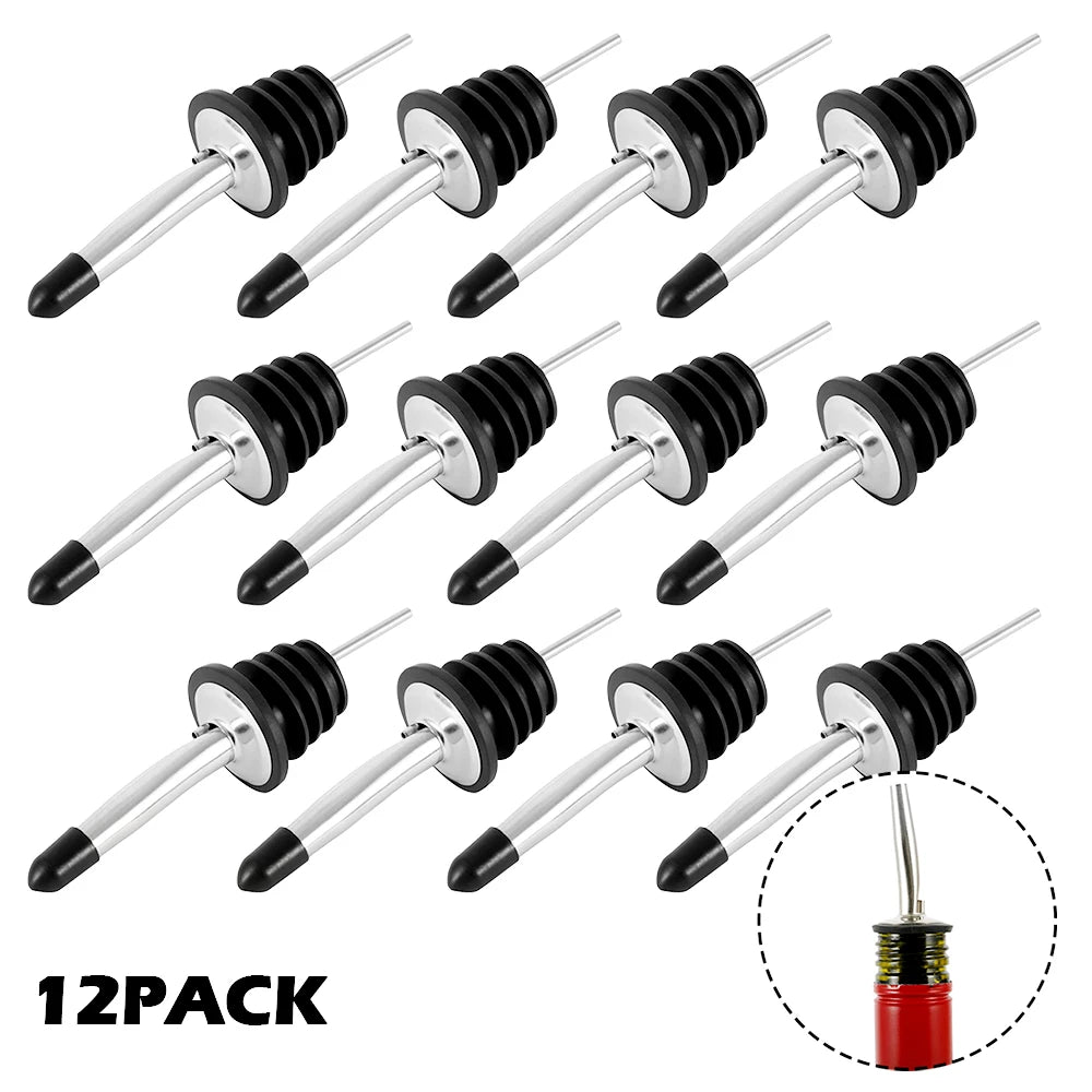 12Pcs Edelstahl Schnaps Flasche Ausgießer Flasche Düse Ausgießer Öl Fluss Wein Flasche Ausgießer Stopper Küche Bar Zubehör