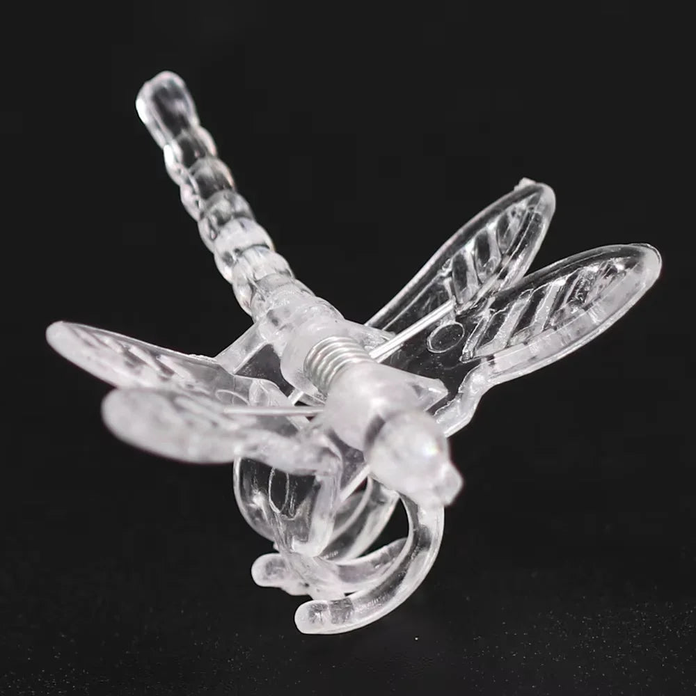 100–10 Stück Garten, transparent/grün, 36 x 36 mm, 4 Klauen, Libellenpflanze, festes Wachstum, Kletterrebe, Blumenstiele, dekorative Dekoration