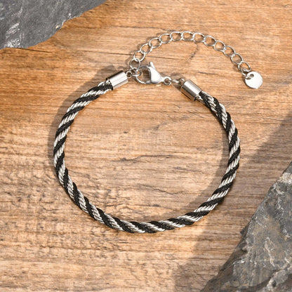 Zweifarbige Kettenarmbänder für Männer und Jungen, verstellbares Armband mit gedrehtem Seil aus Edelstahl, stilvolle Schmuckgeschenke