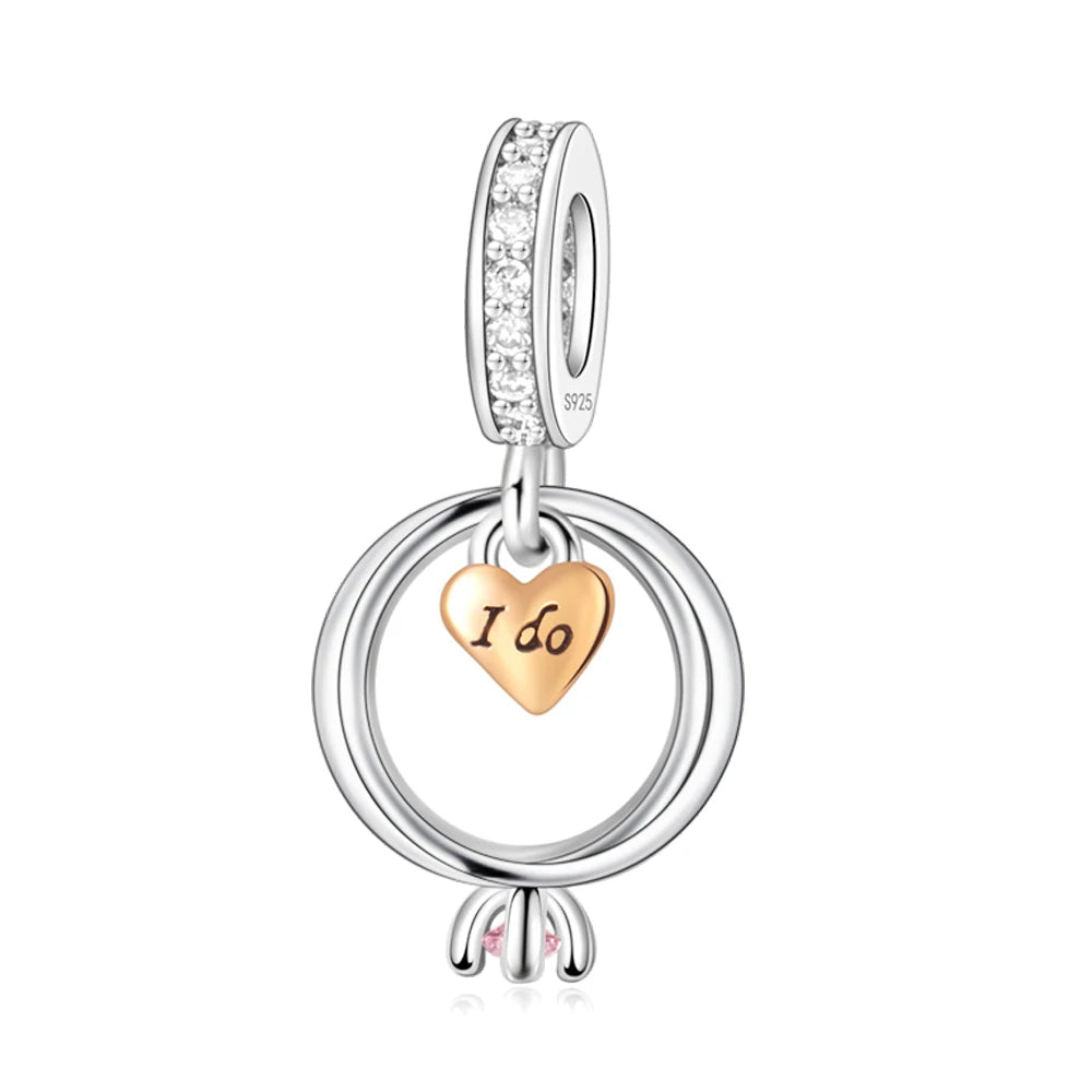 Herzförmige Sicherheitskette und Mond-Anhänger aus 925er-Sterlingsilber, passend für Armbänder, exquisite Halskette, Roségold-Anhänger, Geschenke