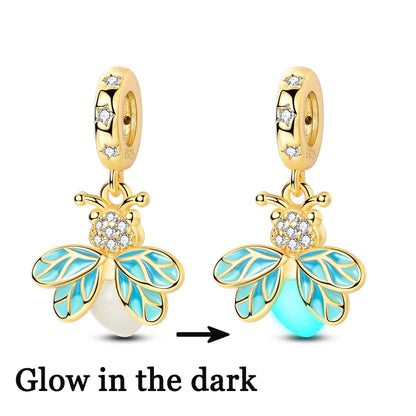 Goldfarbene Charms aus 925er Sterlingsilber, original goldene Sicherheitskette, runder Abstandshalter-Clip-Charm, DIY-Schmuck für Damen, Armband, Geschenk