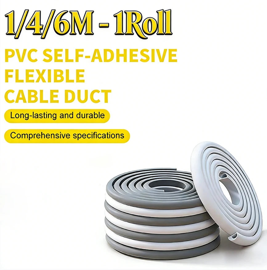 1 Rolle langer, selbstklebender Kabelschutz, Kabelabdeckung für Kabel an Wänden, Böden, aus PVC-Material, einfache Installation