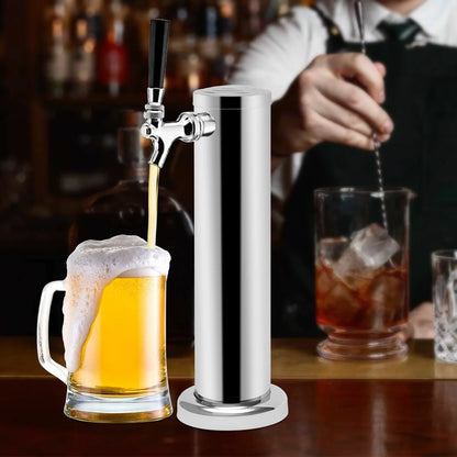 Einfacher silberner Bierspender aus Edelstahl mit Wasserhähnen, selbstgebraute Biersäule für Weißwein, Bier, Getränke, Bar, Kneipen – Einzelhahn
