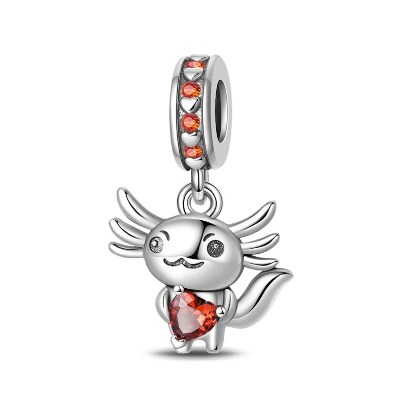Rote Serie 925er Sterlingsilber Kamera Apfel Herzförmiger Koi Feuerwerkskörper Gott Reichtum Charm Passend für DIY Armband Halskette Partygeschenke