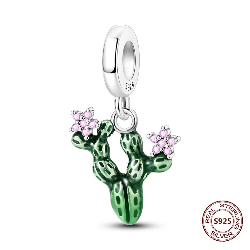 Gelber Sonnenblumen-Charm aus 925er Silber, Original-Zirkon, Kolibri, Einhorn-Charms, passend für Armbänder, DIY-Schmuck für Frauen, Hochzeitsgeschenk