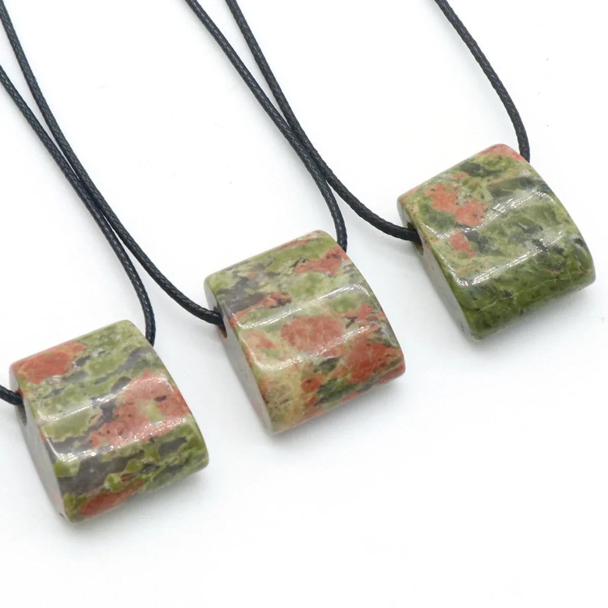 1PC Naturstein Anhänger Halskette Trapez Natürliche Unakites Aventurin Anhänger Halskette für Frauen Jewerly Geschenk