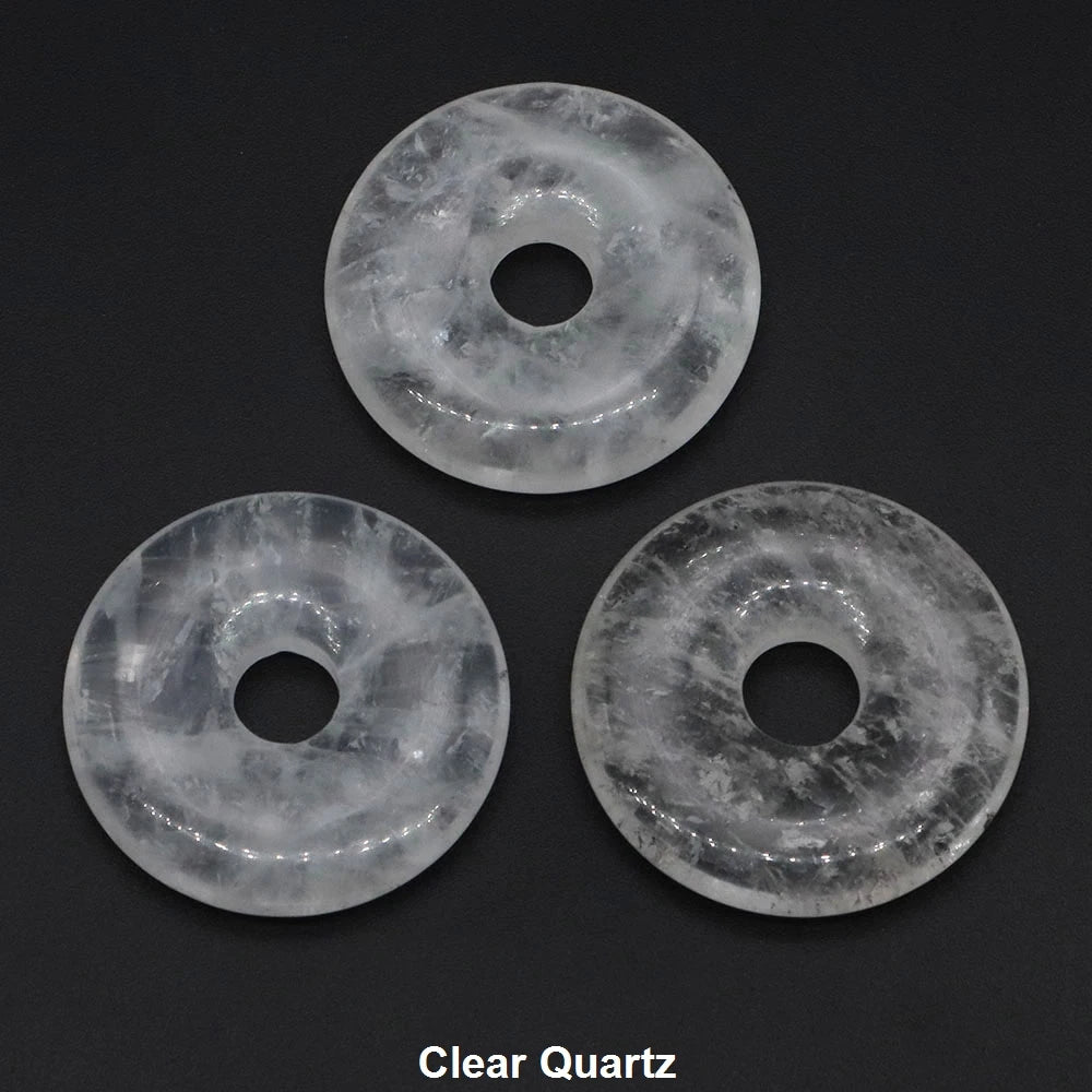 30 mm Donut-Naturstein, Heilkristall, Amethyst, Amazonit, Achat, Quarz, Edelstein für Kunsthandwerk, Zubehör, Glücksgeschenke