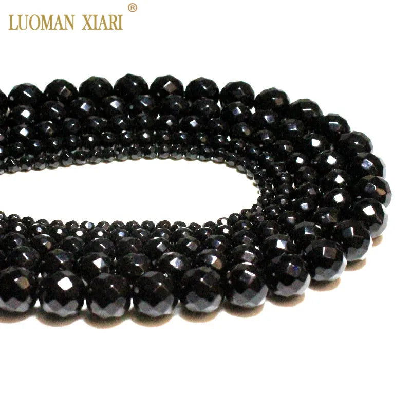 Großhandel Schwarz Onyx Achat Runde Naturstein Perlen Für Schmuck Machen DIY Armband Halskette Charms 4/6/8/10/12/mm Strang 15''