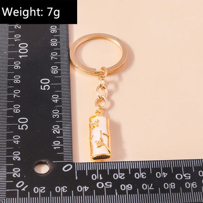 Elegante Edelstein Jade Bambus Schlüssel bund Charms Emaille Glück Katze Schlüssel ringe für Frauen Männer Handtasche Anhänger DIY Schmuck Zubehör