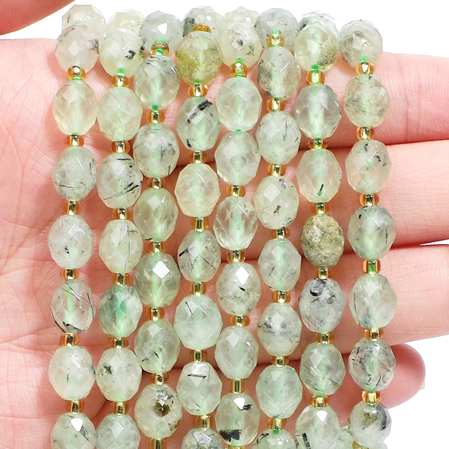 AAA Facettierte natürliche farbige Fluorit-Quarzperlen, 8 x 7 mm, ovale Form, Perlen für Schmuckherstellung, DIY-Perlenzubehör