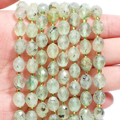 AAA Facettierte natürliche farbige Fluorit-Quarzperlen, 8 x 7 mm, ovale Form, Perlen für Schmuckherstellung, DIY-Perlenzubehör