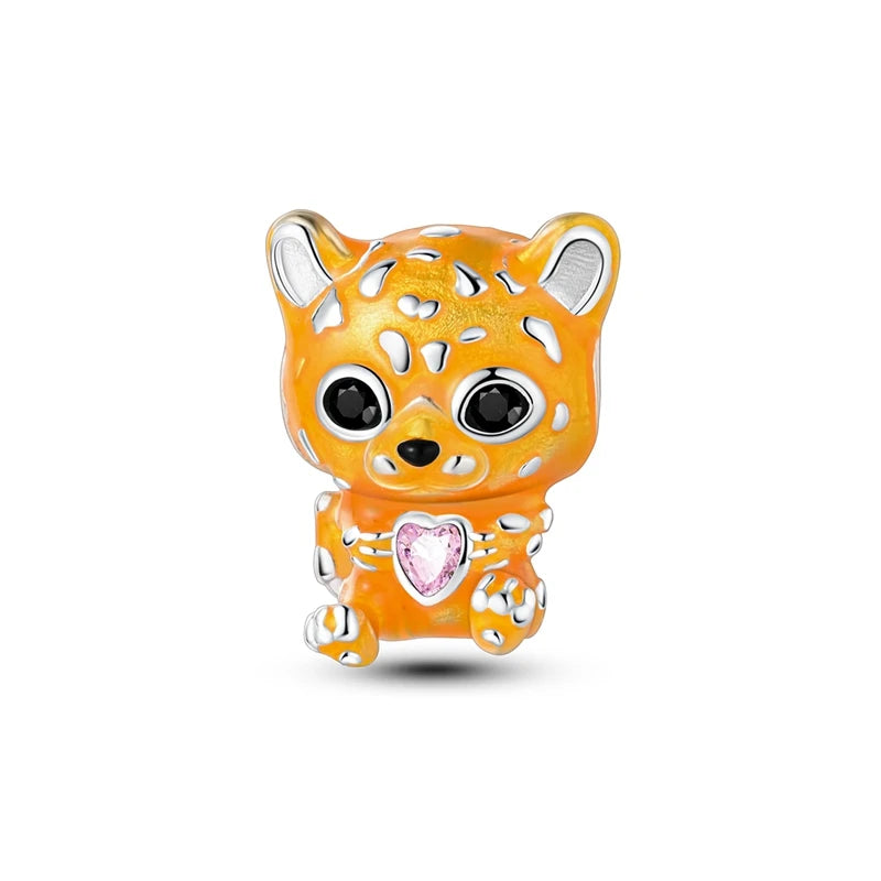 Kürbishaus-Perlen und Kuchen-Donut-Herzform aus 925er-Sterlingsilber, dreifach baumelnder Charm, passend für Armbänder, goldene orangefarbene Anhänger-Geschenke