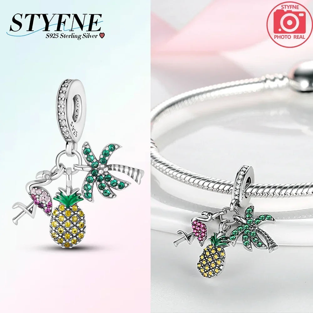 Exquisite Charm-Perlen aus 925er-Sterlingsilber mit Blumenserie, Sonnenblume, Sakura-Chrysanthemen-Anhänger für Damen, Schmuck, modisches Geschenk