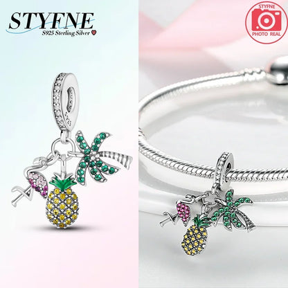 Exquisite Charm-Perlen aus 925er-Sterlingsilber mit Blumenserie, Sonnenblume, Sakura-Chrysanthemen-Anhänger für Damen, Schmuck, modisches Geschenk