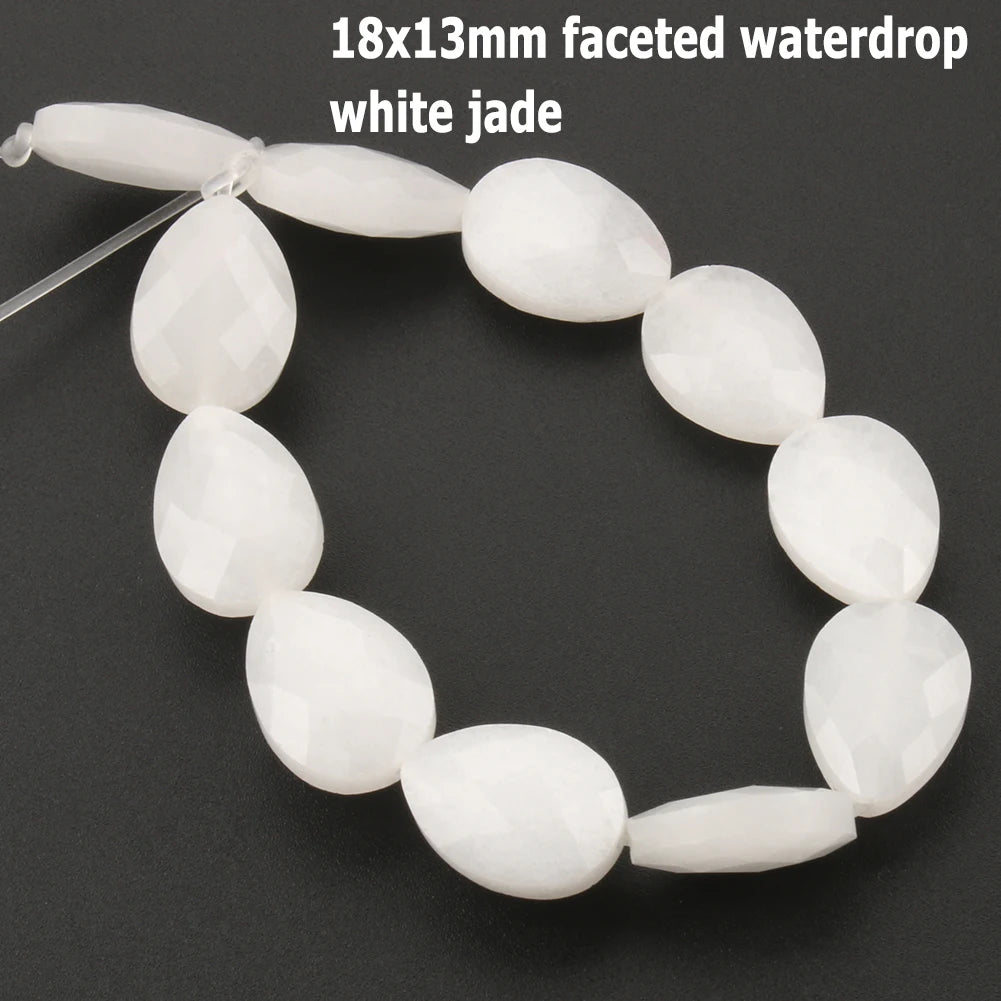 44 Arten weiße Chalcedon-Jade-Achat-Perle, Naturstein, Rondelle-Würfel, facettierte lose Perlen für Schmuckherstellung, Armbänder, Zubehör