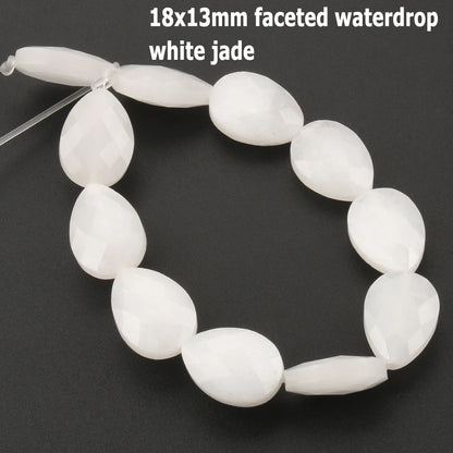 44 Arten weiße Chalcedon-Jade-Achat-Perle, Naturstein, Rondelle-Würfel, facettierte lose Perlen für Schmuckherstellung, Armbänder, Zubehör