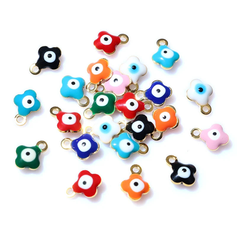 20 Stück 9x7mm Emaille Böse Augen Blumen Anhänger Anhänger kleine Edelstahl DIY Schmuck Herstellung Zubehör Ergebnisse
