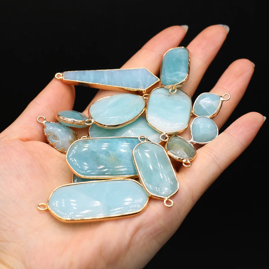Multishape Natürliche Amazonites Anhänger Charms Natürliche Blaue Stein Stecker für Die DIY Jewerly Halskette Armband Zubehör
