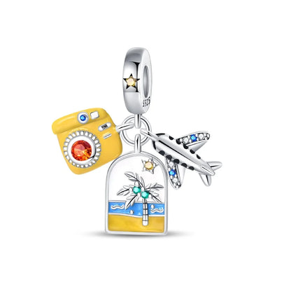 Gemütlicher Charm aus 925er-Sterlingsilber für Strandausflüge, hawaiianischer Bikini, Surfen, Kokosnussbaum, passend für DIY-Armbänder, Halsketten, Reisesouvenirs