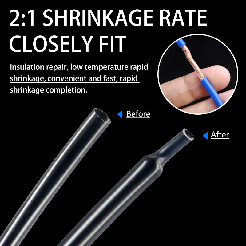 1/2/5M Transparenter 2:1 Schrumpfschlauch Durchmesser 0,6mm~120mm Kabelreparatur-Schutz Polyolefin Isolierter Schrumpfbarer Kabelmantel