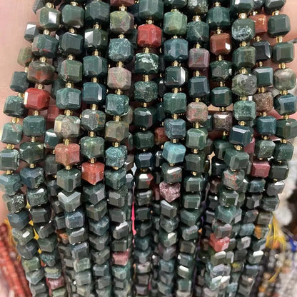 Naturstein perlen facettiert indischen Bluts tein Heliotrop Würfel Perlen Spacer Perlen 8 10mm für Armband Halskette Schmuck herstellung