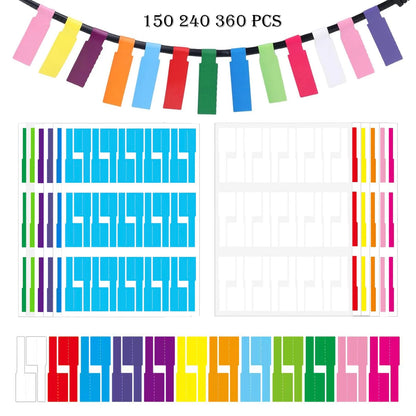 150–1080 Stück selbstklebende Kabeletiketten, bunte, wasserdichte Kabelmarkierungsbinder, Druckeraufkleber, Faserdraht-Etiketten, Organizer
