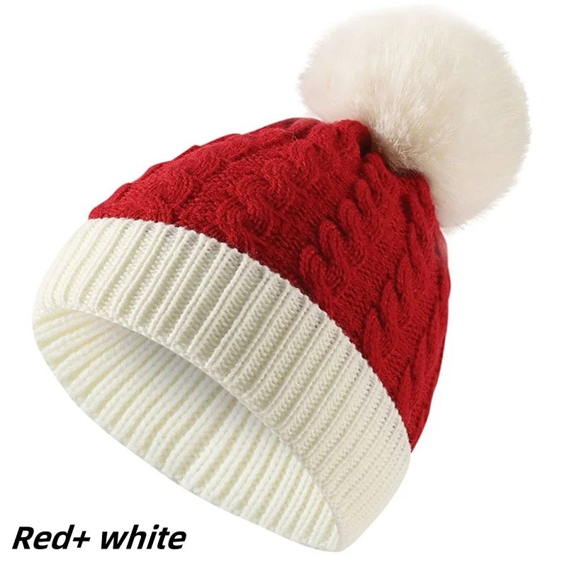Weihnachten Weihnachten Santa Neujahr Hut Outdoor Winter Warme Häkeln Stricken Mützen Schädeldecke Pompom Kappe Motorhaube Party Geschenke Für Erwachsene Kinder