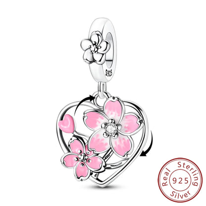 Frühling Charms Perlen Anhänger 925 Sterling Silber Blume Schmetterling Libelle Pilz Charms Fit Armband Frau Mann DIY Schmuck