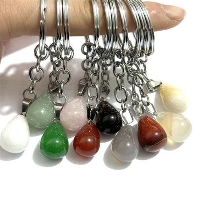 20 stücke Natürliche Raue Rohstein Kristall Quarz Schlüsselbund Frauen Männer Handtasche Hangle Auto Schlüssel Halter Raw Mineral Stein Schlüsselring schmuck