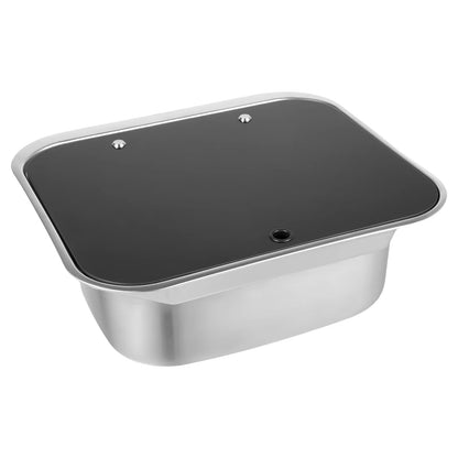 RV-Küchenspüle mit Armatur aus Edelstahl, Handwaschbecken mit Deckel für Wohnmobile, Wohnwagen, Camper, Boote, 16,14x14,37x6,3 Zoll
