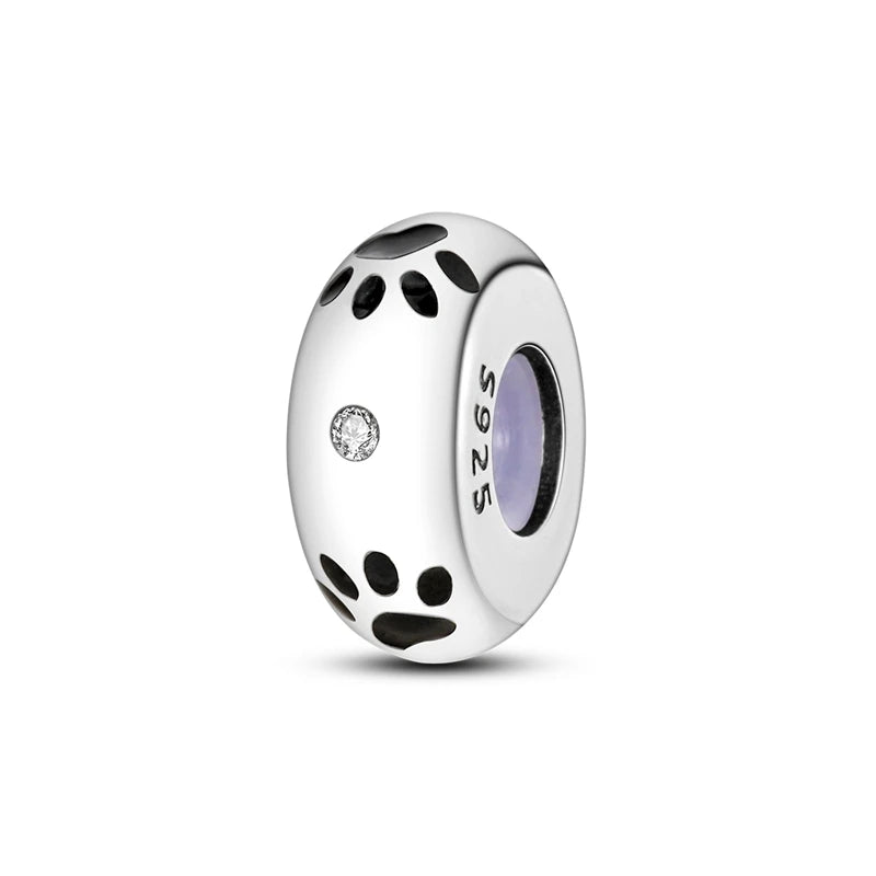 Silber-Charm, 925er-Sterlingsilber, Clip-Charms, Sicherheitsketten-Charm, CZ-Pavé, runde Clip-Perlen, passend für Original-Armbänder, Schmuckherstellung