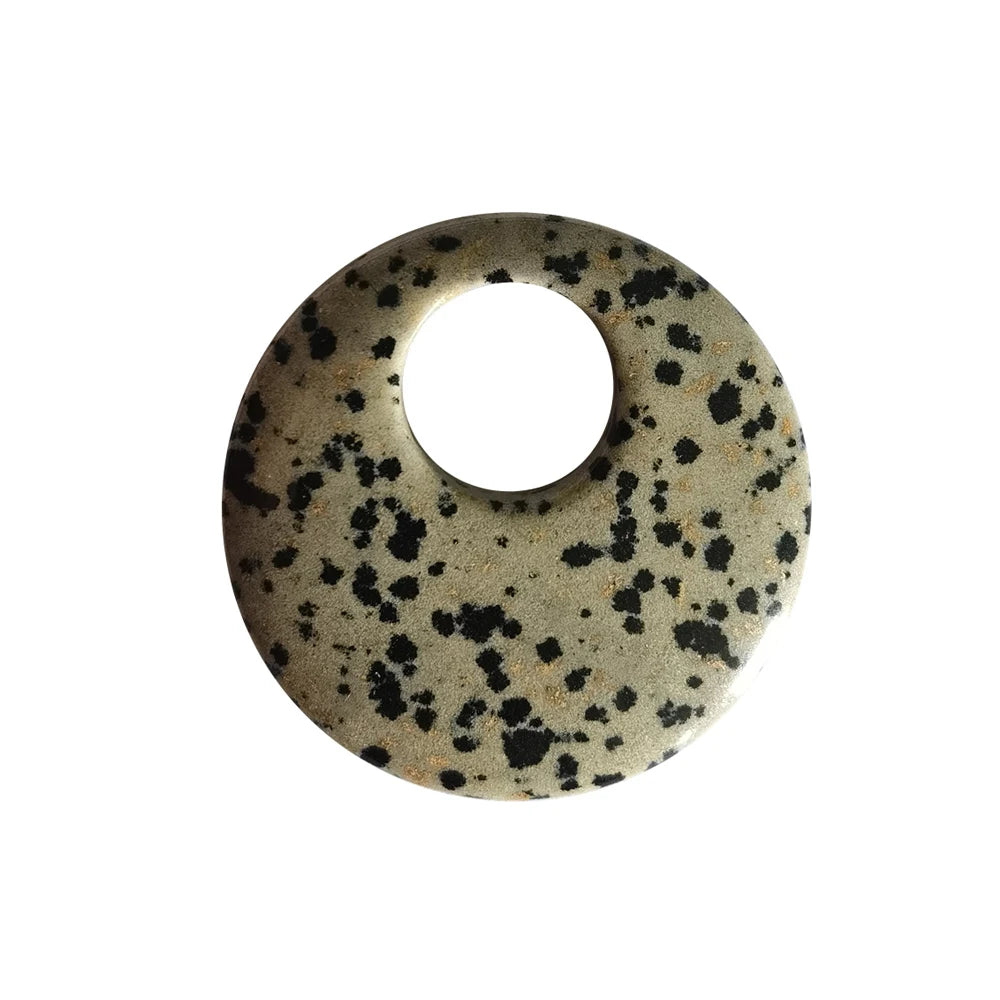 Natürliche 30 mm Donut-Edelstein-Charms für die Herstellung von Schmuck, 8 mm Loch, Polierkristall, runder Glücksmünzenschutz, Heilung