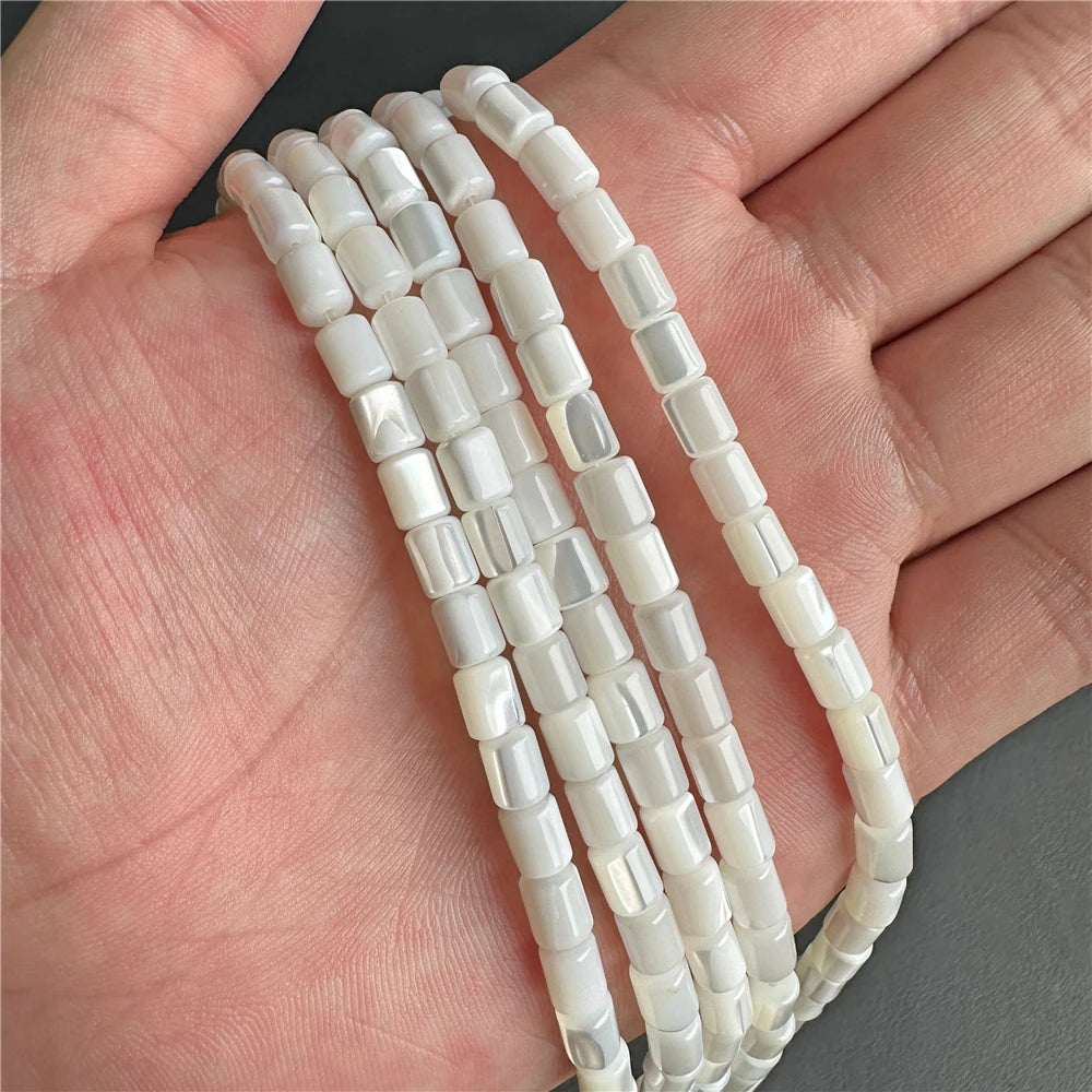 Natürliche weiße Perlmutt-Muschelperlen, Rondelle-Herz, ovale runde Süßwasser-Muschelperlen für die Schmuckherstellung, 38,1 cm pro Strang