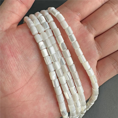 Natürliche weiße Perlmutt-Muschelperlen, Rondelle-Herz, ovale runde Süßwasser-Muschelperlen für die Schmuckherstellung, 38,1 cm pro Strang