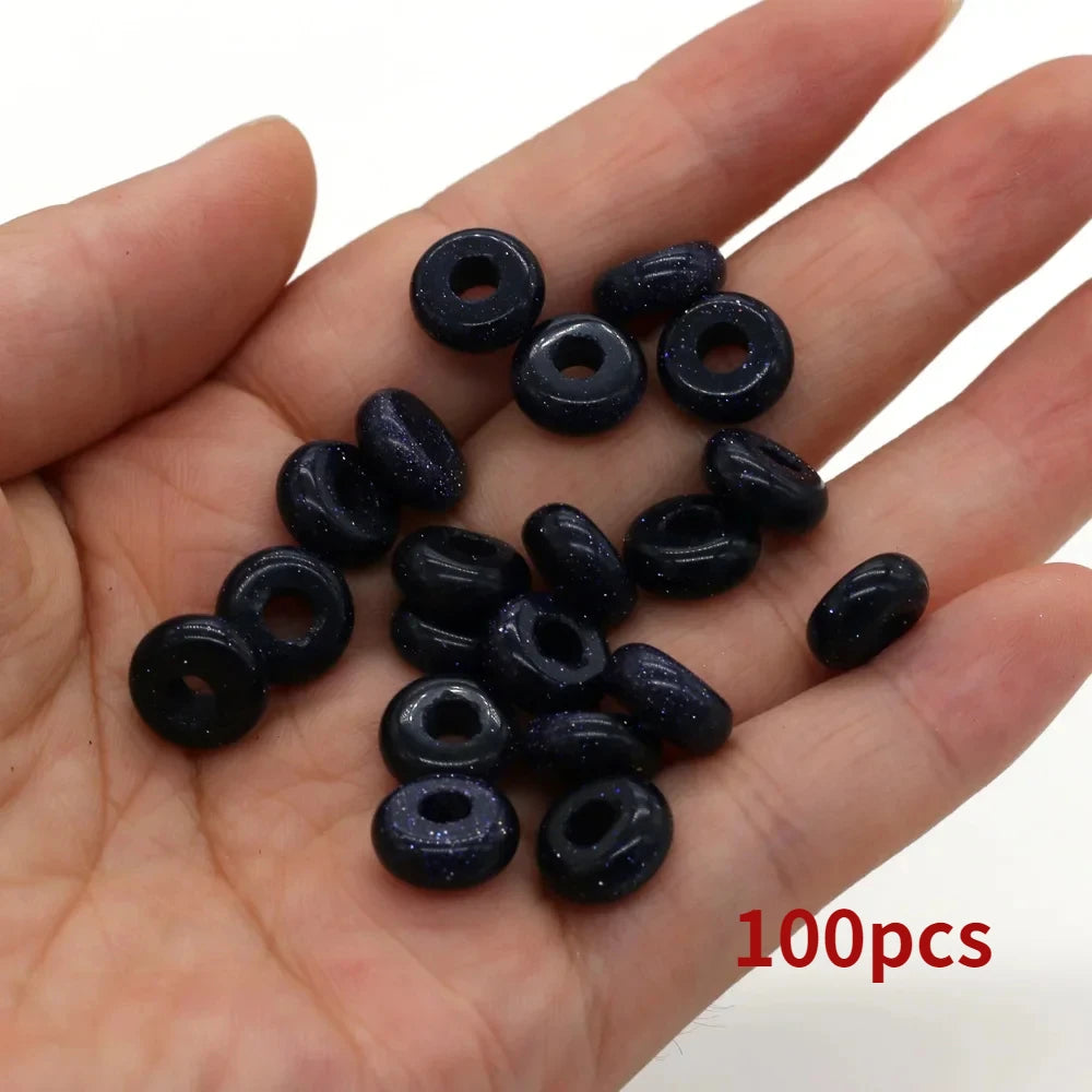 Großhandel 100 Stück Natursteinperlen, großes Loch, Abacus-Form, Agts-Steinperlen für die Herstellung von Schmuck, Halsketten, Loch 4 mm, Größe 5 x 10 mm