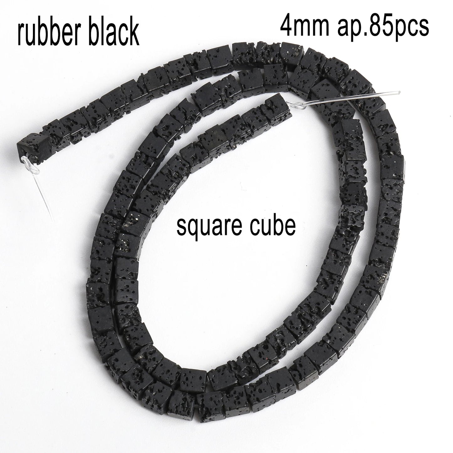 Schwarze vulkanische Lavagesteinperlen, Mineralperlen, Charms, Rohrwürfel, runde geometrische Formperlen für Schmuckherstellung, DIY-Armband