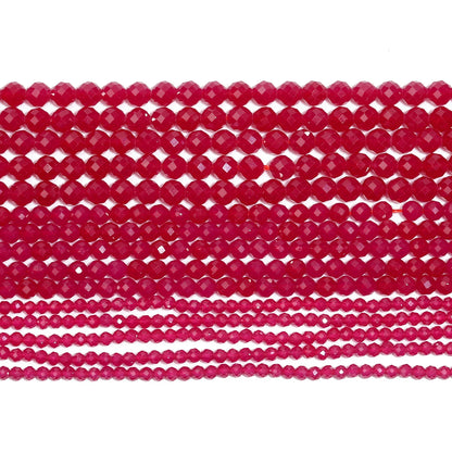 Natürliche Rubin-Korund-Perlen, facettiert, 2, 3, 4 mm, rund, lose Distanzperlen für Schmuckherstellung, DIY, schmales Armband-Zubehör